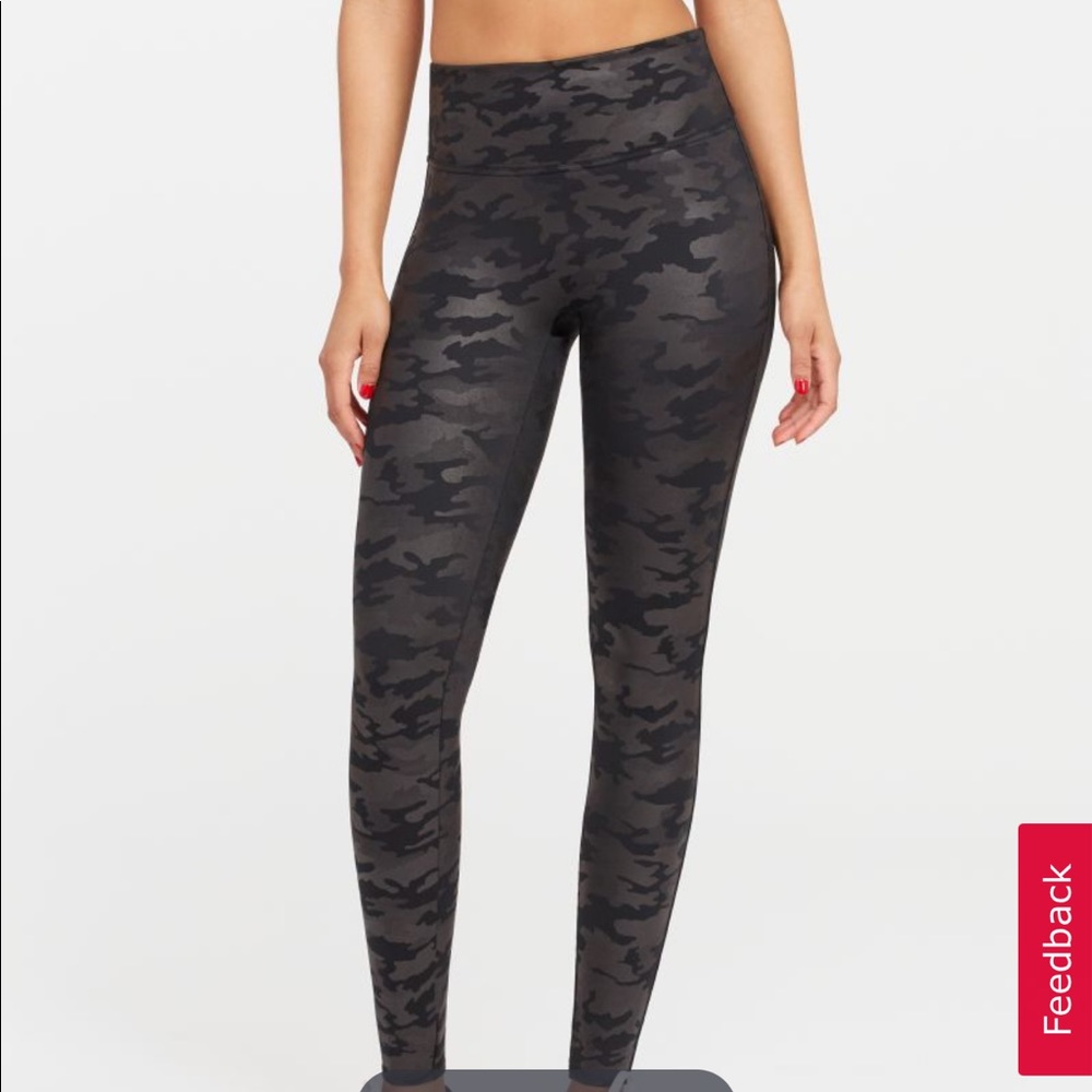 Spanx Faux Leather Camo Leggings